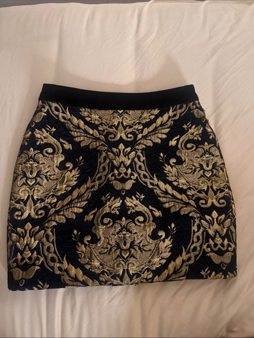 Endless Rose Black and Gold Baroque Jacquard Mini Skirt
